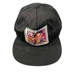 Vintage 92’ Elvis Presley 29 Cent Postal Stamp Adjustable Snapback Black Hat Cap